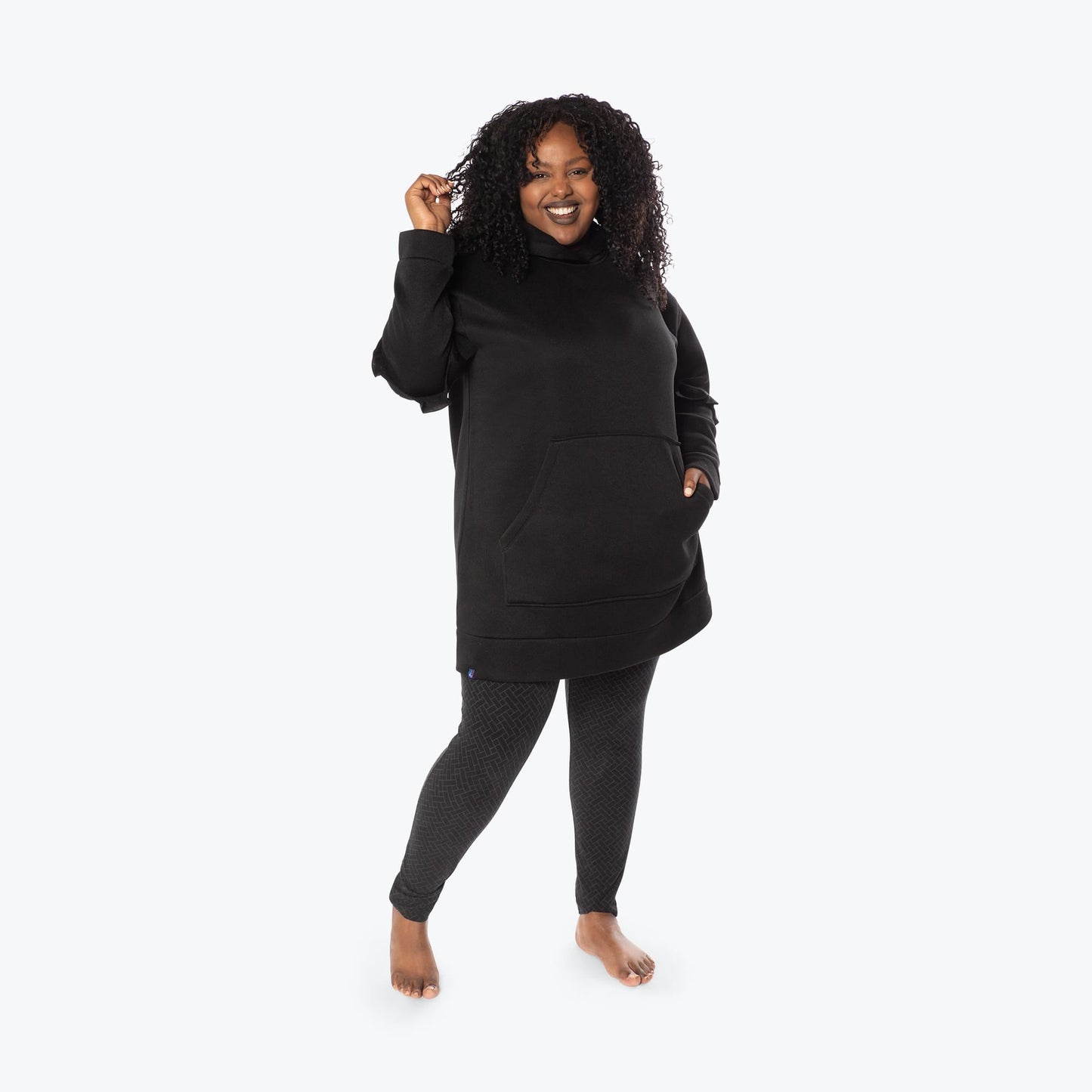 Peekaboo Sweater Fleece Tunic Hoodie