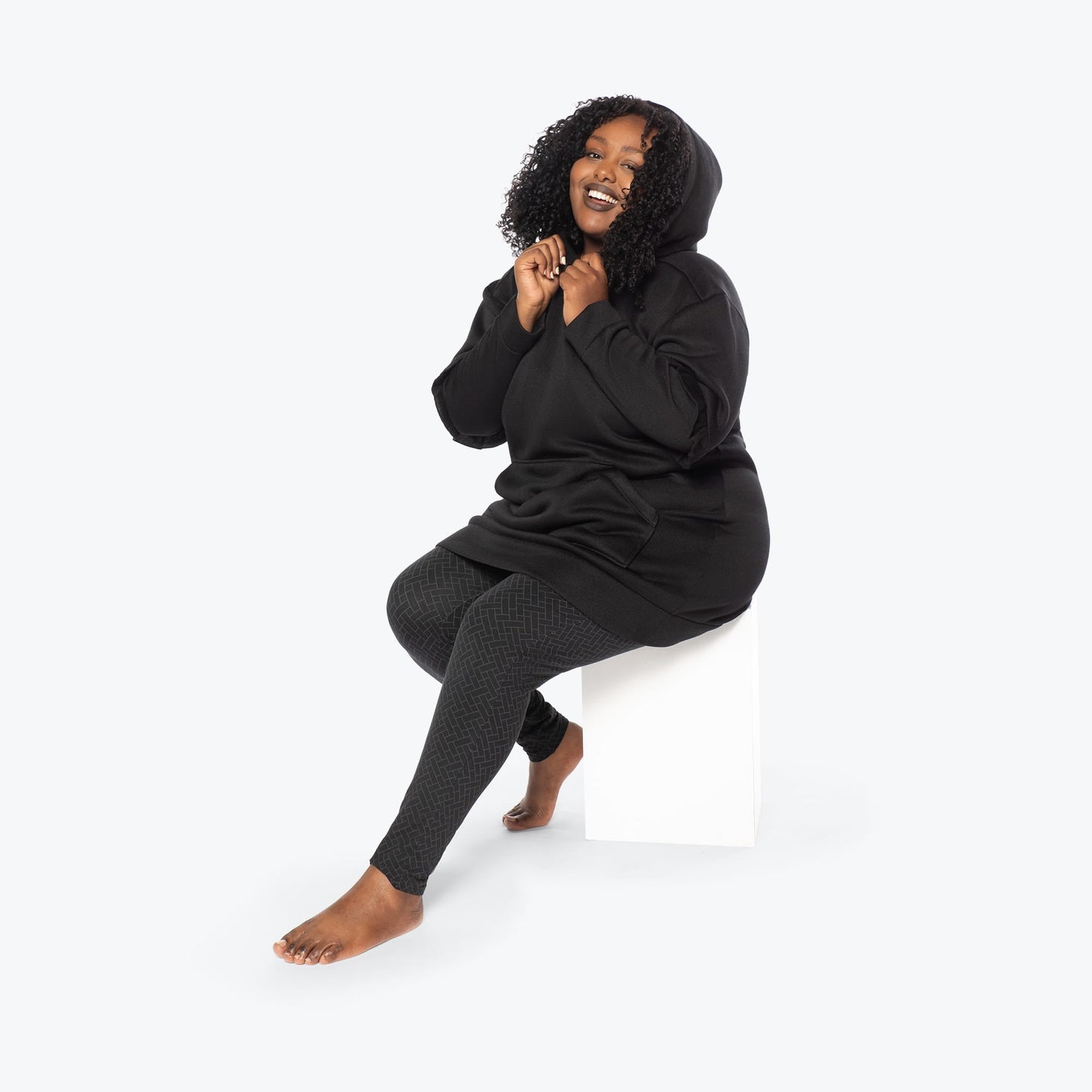 Peekaboo Sweater Fleece Tunic Hoodie