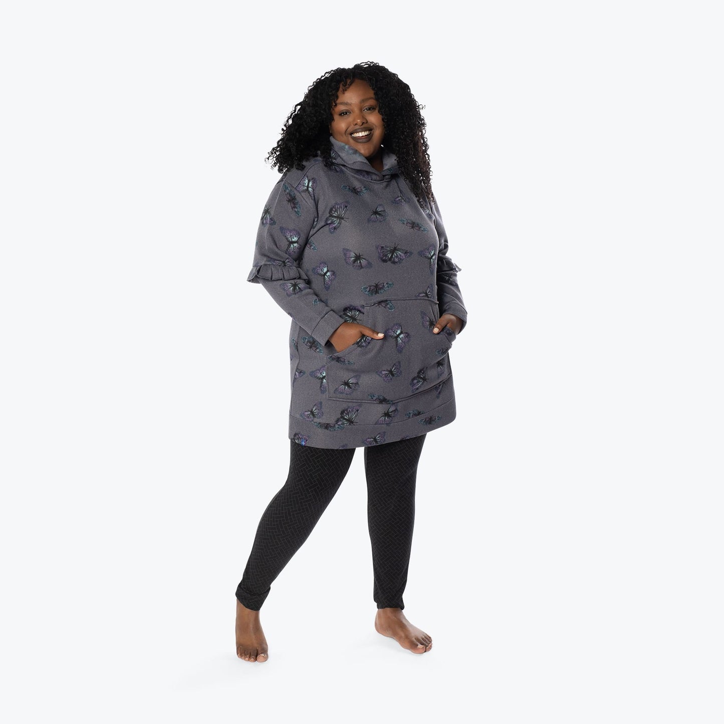 Peekaboo Sweater Fleece Tunic Hoodie