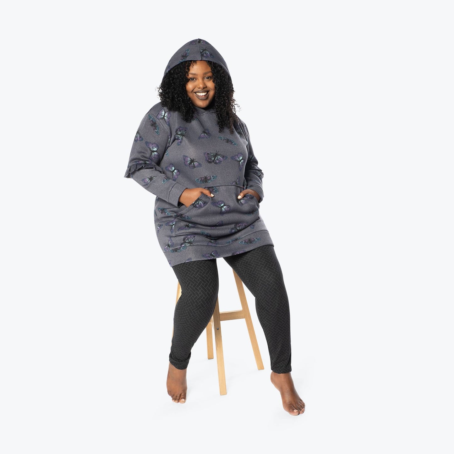Peekaboo Sweater Fleece Tunic Hoodie