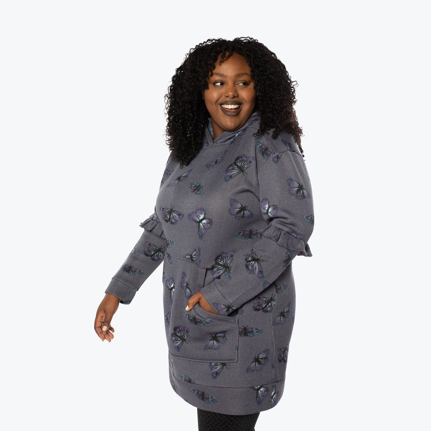 Peekaboo Sweater Fleece Tunic Hoodie