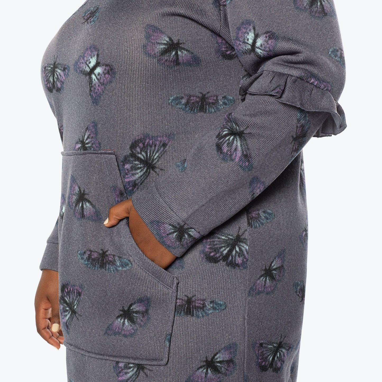 Peekaboo Sweater Fleece Tunic Hoodie
