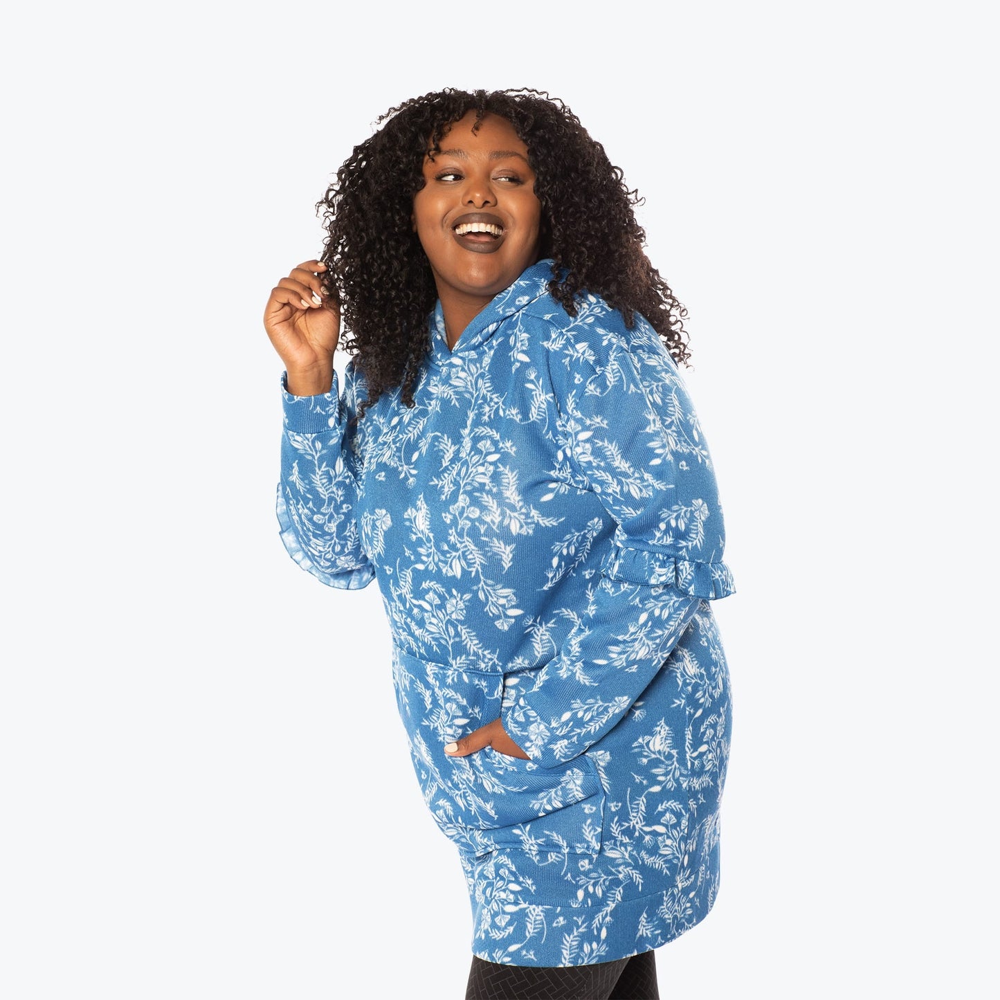 Peekaboo Sweater Fleece Tunic Hoodie