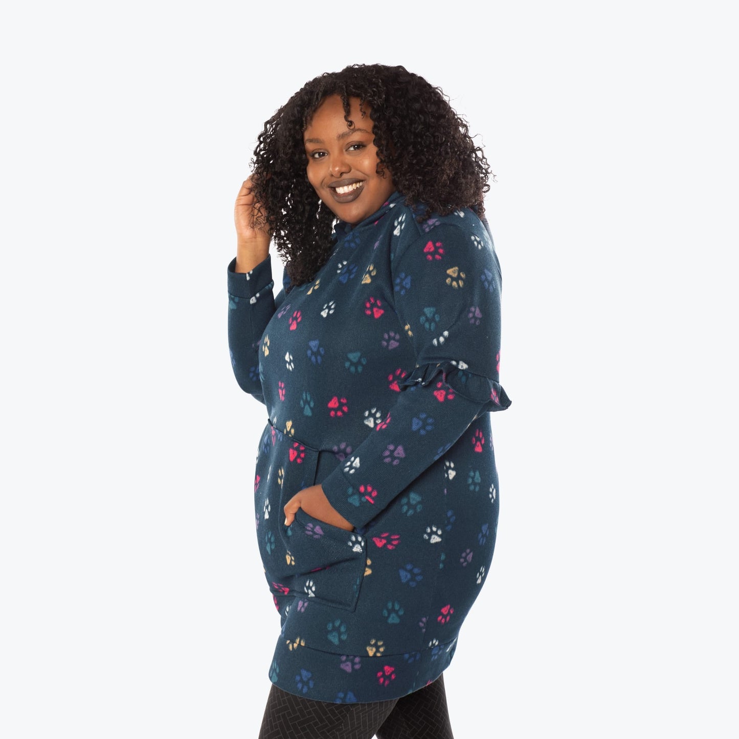 Peekaboo Sweater Fleece Tunic Hoodie