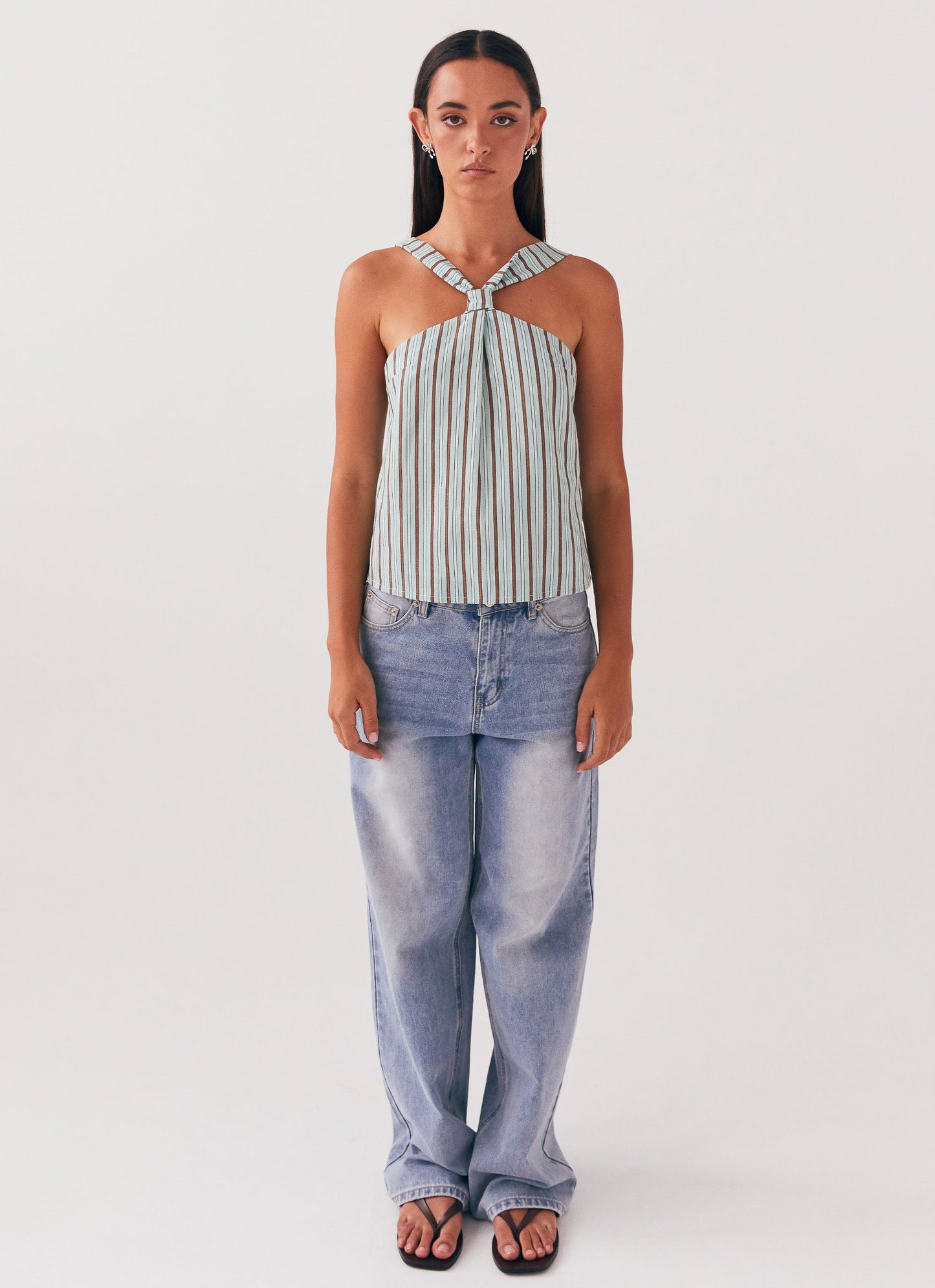 Keira Linen Top - Coastal Stripe
