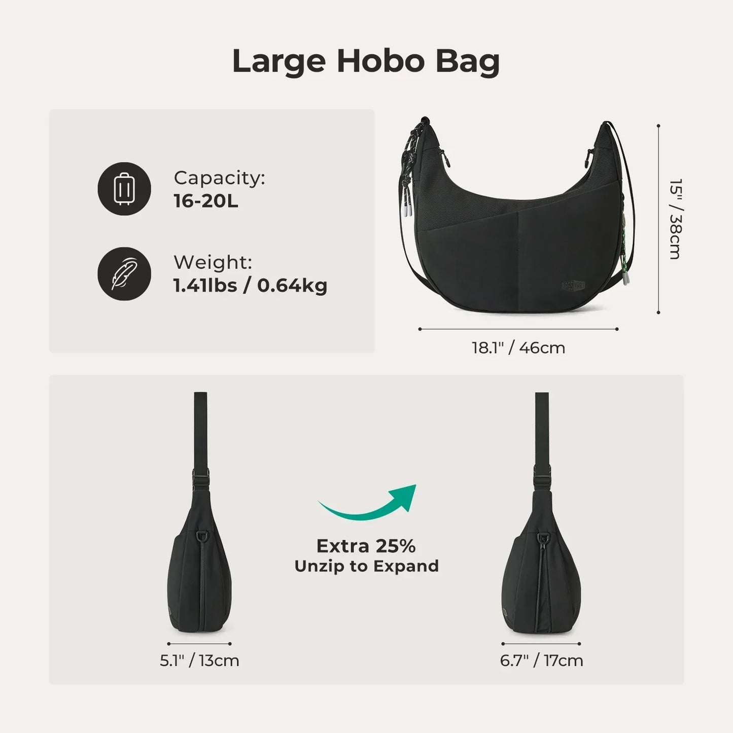 REIKI Large Hobo Bag