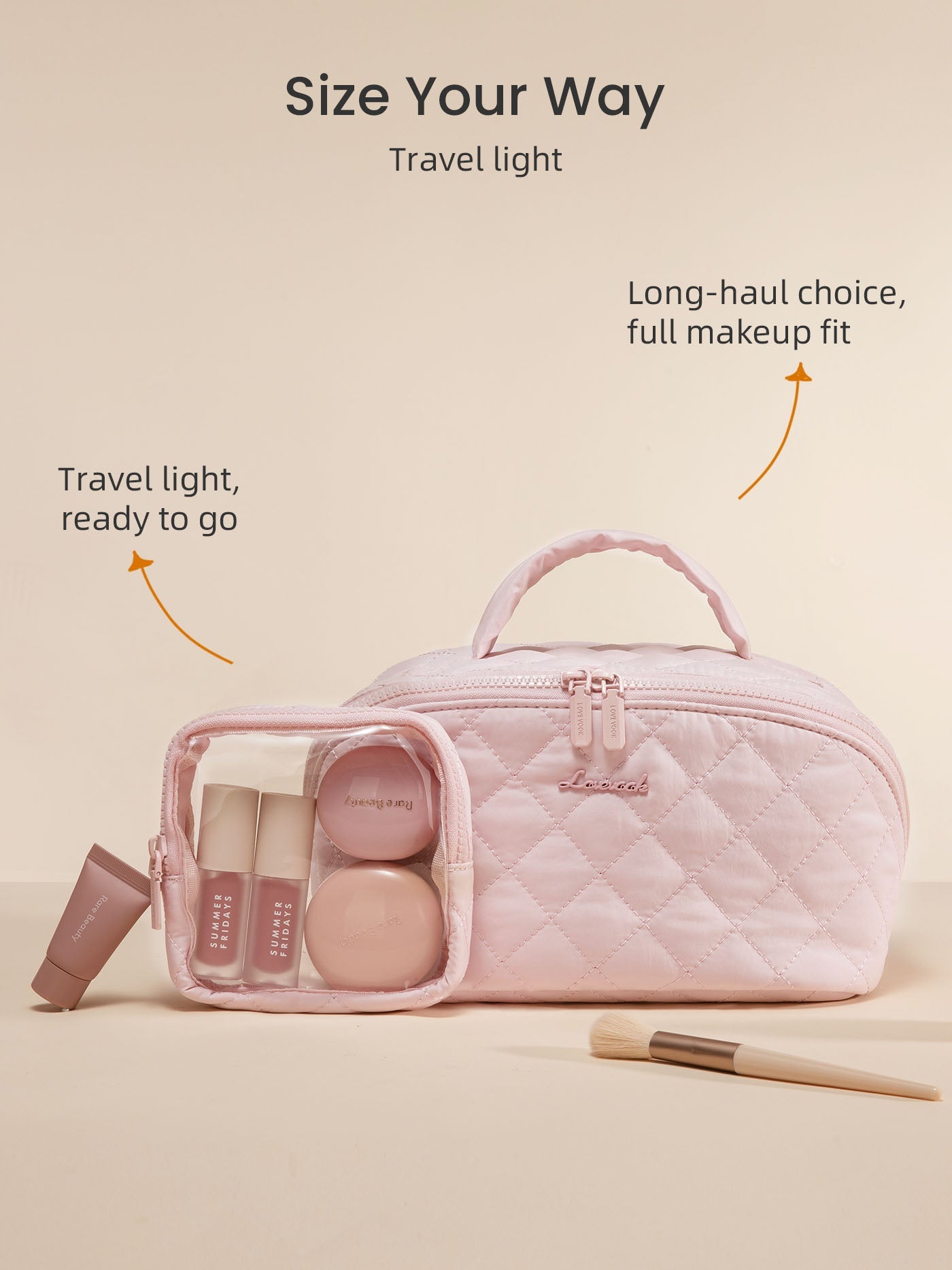 2Pcs Travel Makeup Bag