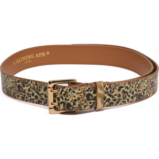 WILD LEOPARD PATTERN LEATHER BELT MENS