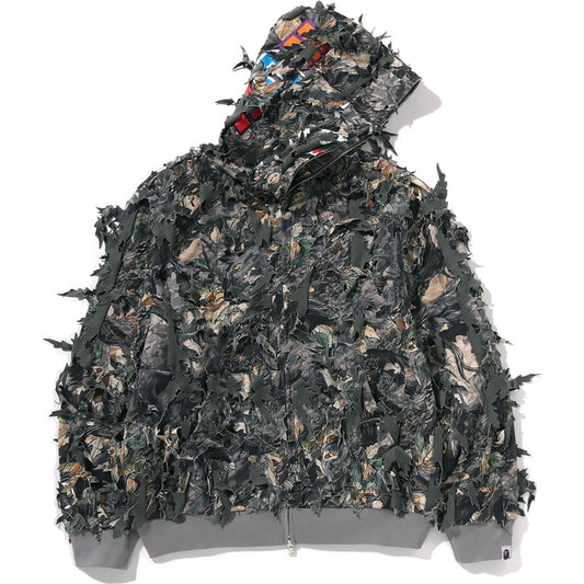 TREE EDGE CAMO LASER CUT CROPPED SHARK FULL ZIP HOODIE LADIES