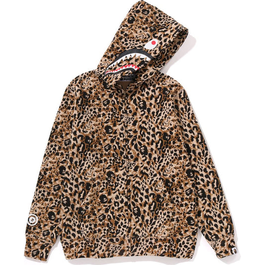 WILD LEOPARD PATTERN SHARK ZIP HOODIE JR KIDS