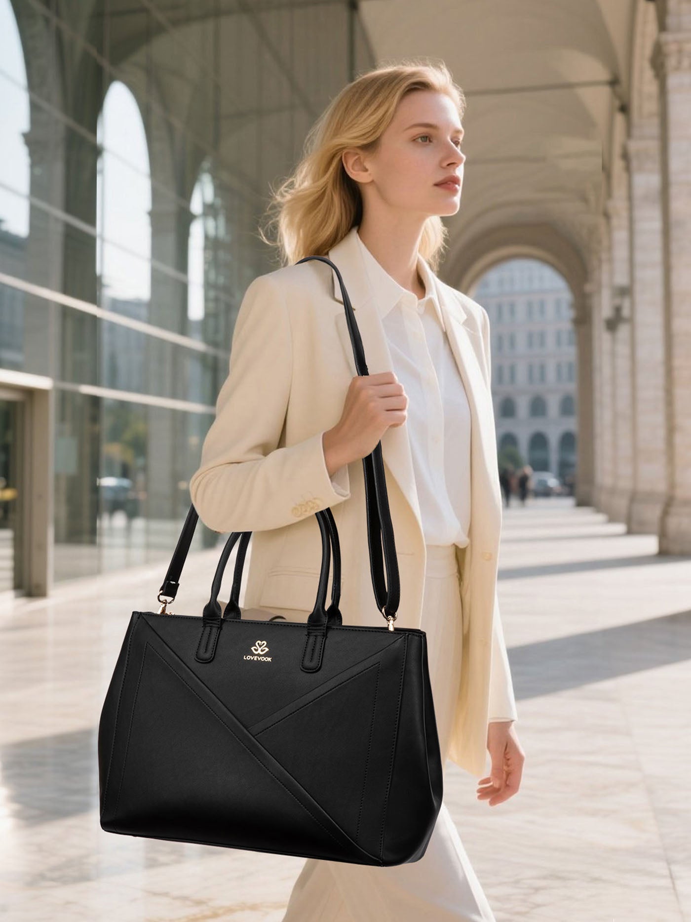PU Leather Work Bag, 15.6 17.3