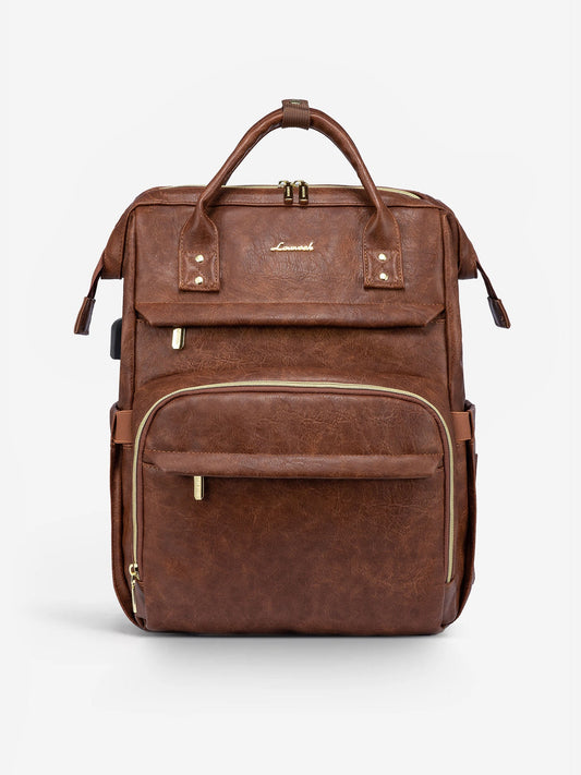 Leather Laptop Backpack, 15.6-18