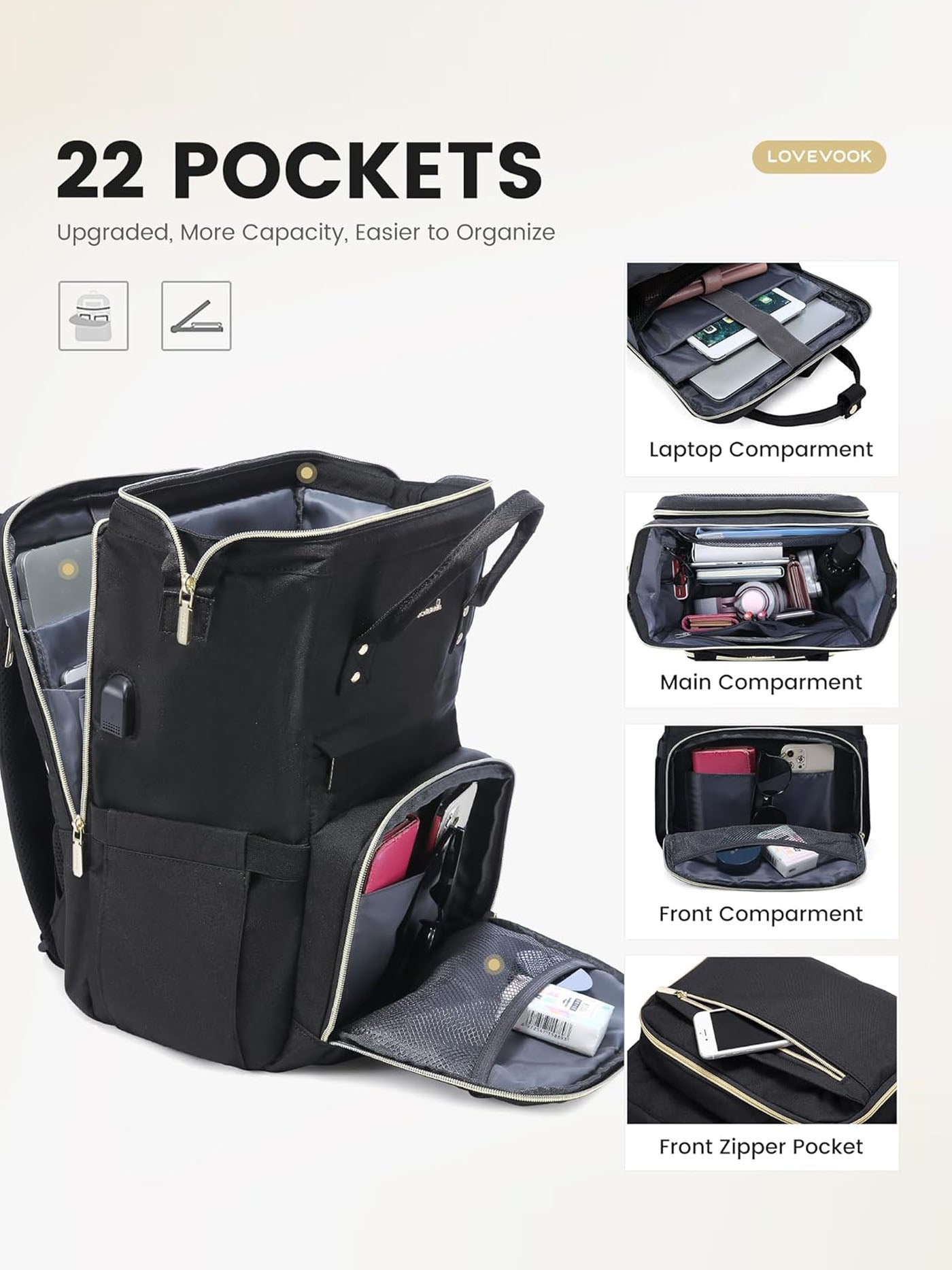 Viola Ⅱ Laptop Backpack with Separate Laptop Compartment, 15.6 17