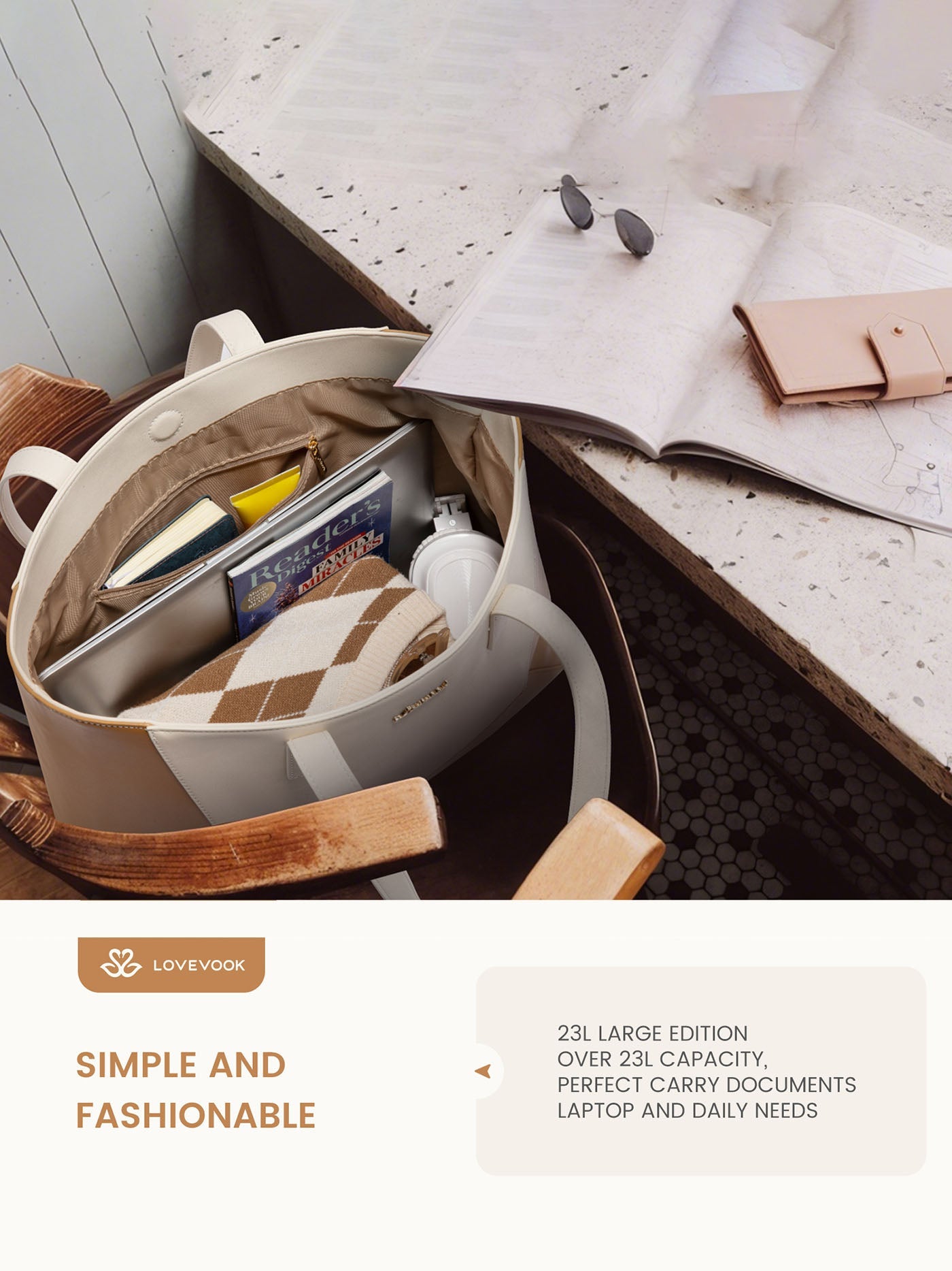 Vegan Leather Tote Bag for Women, 15.6(Only available in the US)
