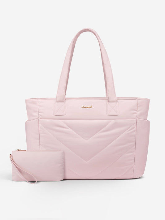 2Pcs Lightweight Puffy Tote Bag, 15.6 17.3