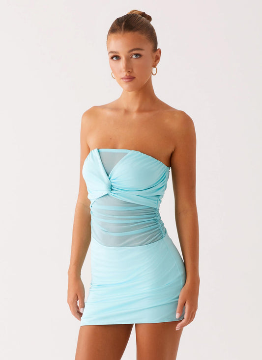 Lita Twist Mini Dress - Turquoise
