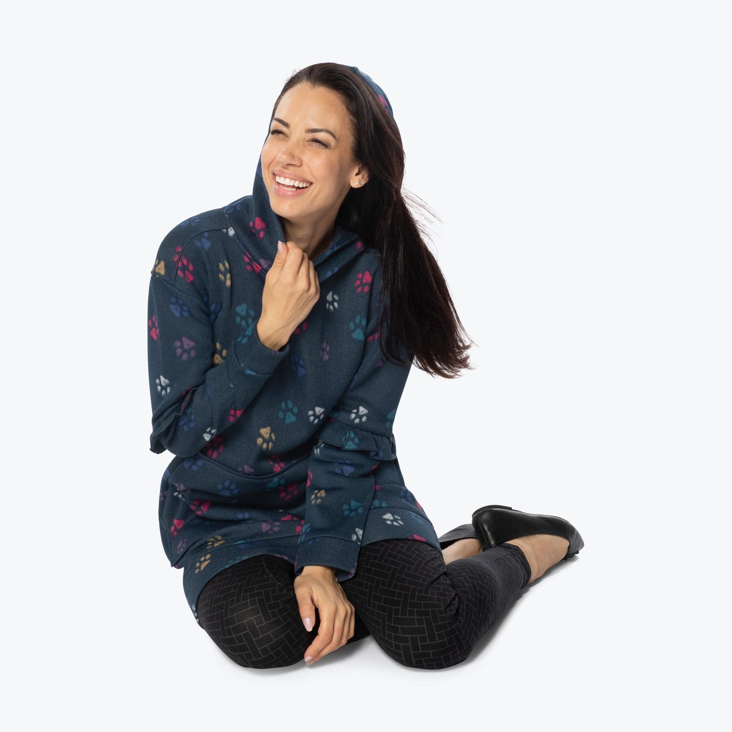 Peekaboo Sweater Fleece Tunic Hoodie