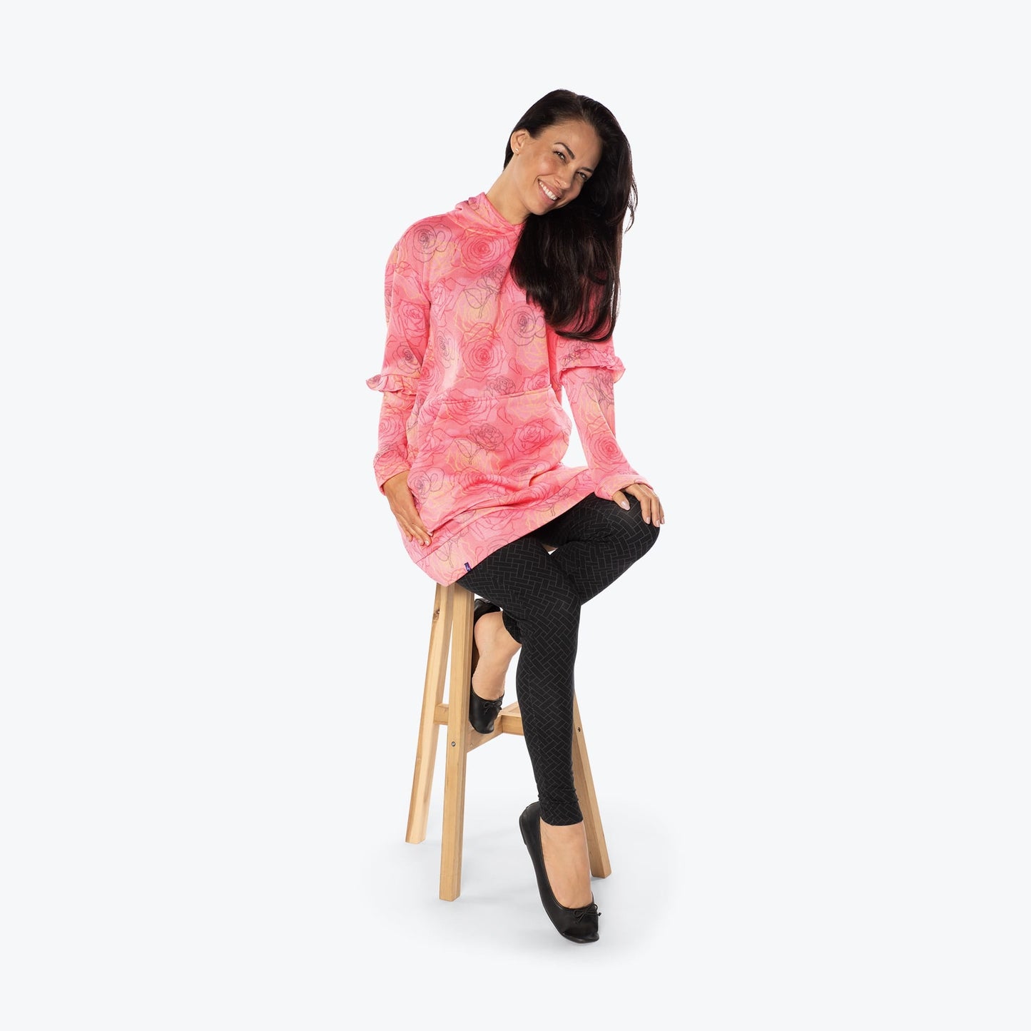 Peekaboo Sweater Fleece Tunic Hoodie