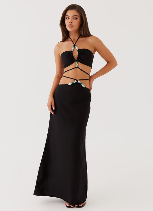 Neveah Beaded Maxi Skirt - Black