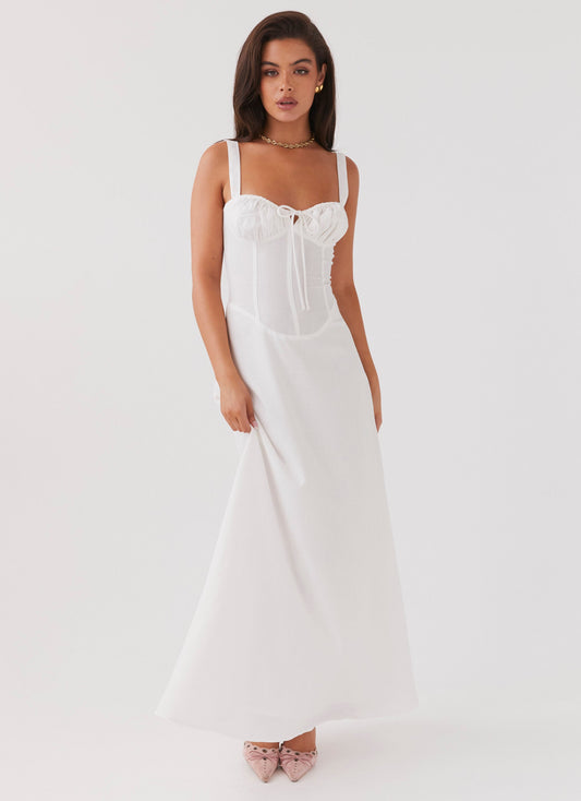 Lucie Linen Maxi Dress - White